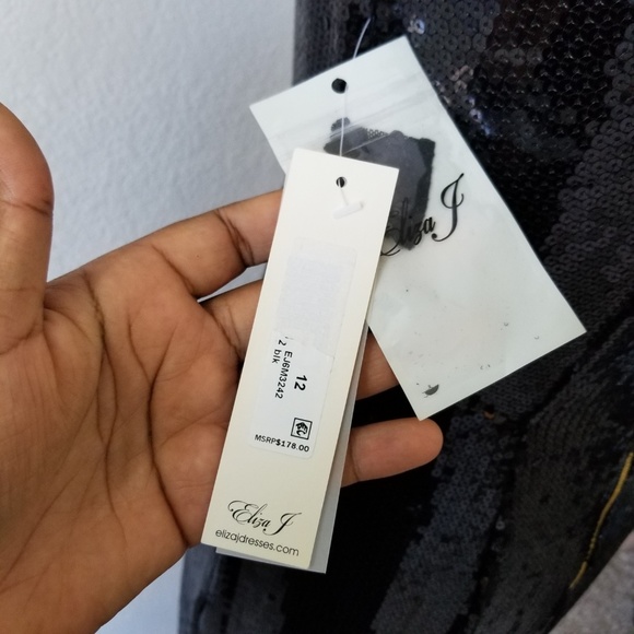 SOLD 💫Eliza J. Black Sequin Midi Dress 12 (NWT) - Picture 6 of 8